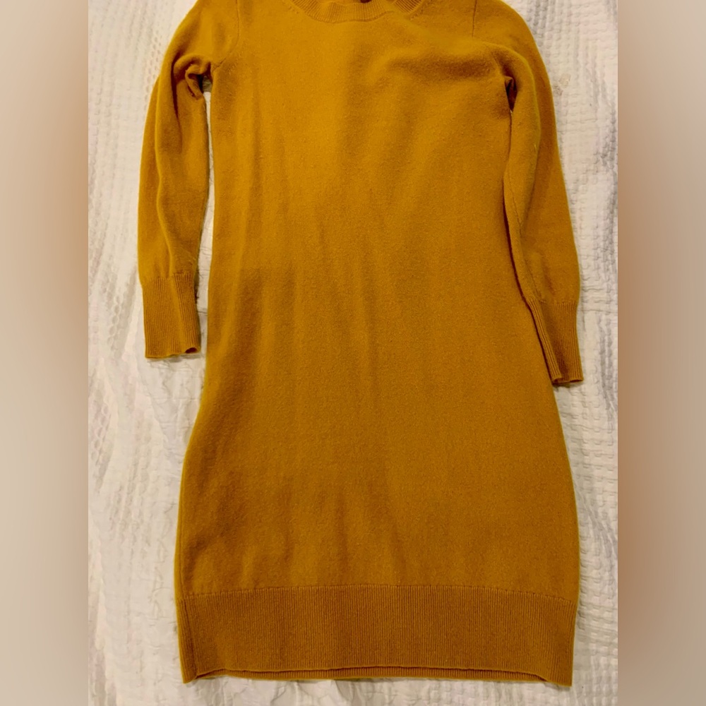 Mustard Yellow Crew Neck Sweater Dress